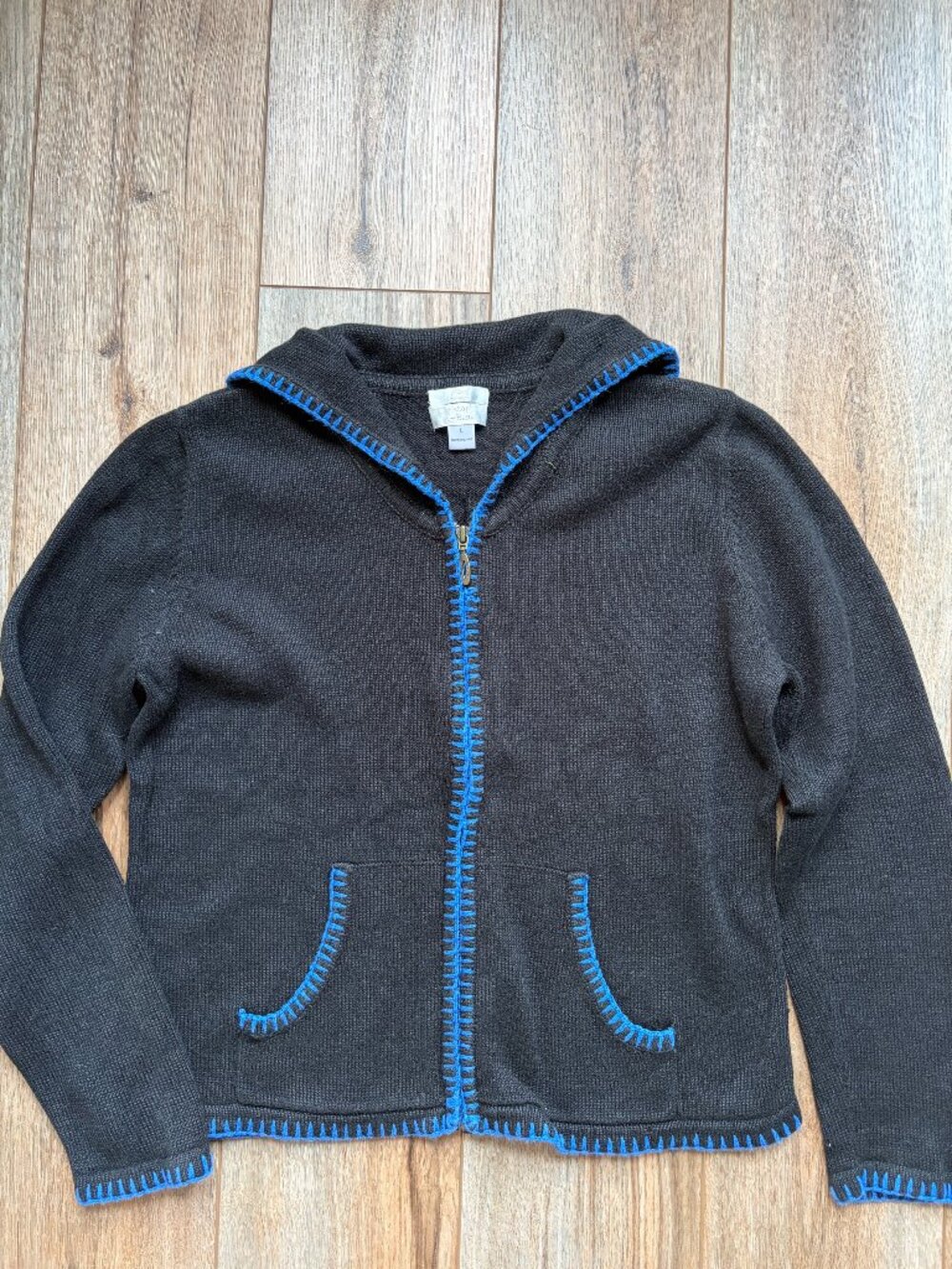 Christopher & Banks zipper front black sweater with matching turtleneck large